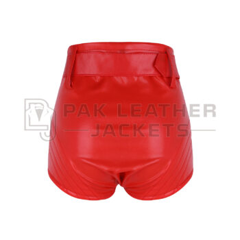 Women’s Red Leather Shorts