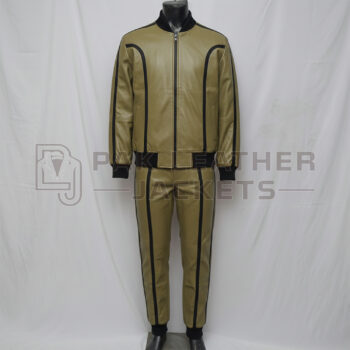 Tan Olive Leather Tracksuit