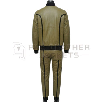 Tan Olive Leather Tracksuit