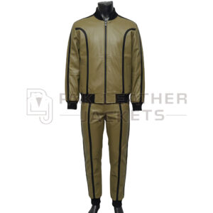 Tan Olive Leather Tracksuit