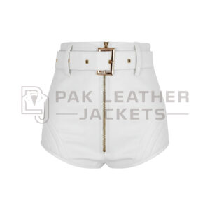 Women’s White Leather Shorts