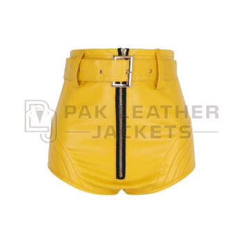 Women’s Yellow Leather Shorts