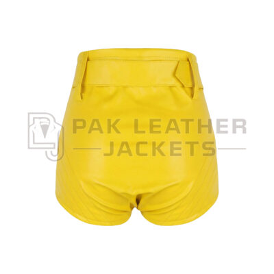 Women’s Yellow Leather Shorts